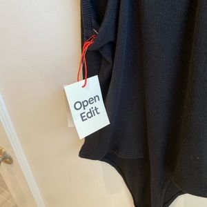 Open Edit Black Halter Body Suit